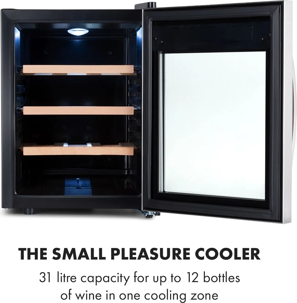 Klarstein Reserva 12 Uno, borhűtő, 31 liter, 11 - 18 °C, 1 zóna