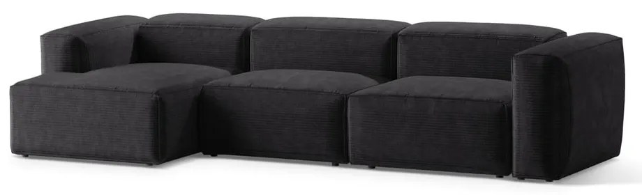 Sötétszürke kordbársony sarokkanapé (bal oldali-heverő résszel) Bergamo – Cosmopolitan Design