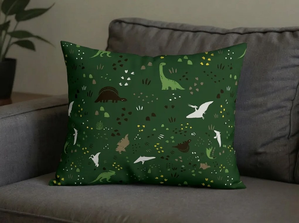 Szett 2 db díszpárnahuzat DINO STEPS 40x60 cm, sötétzöld