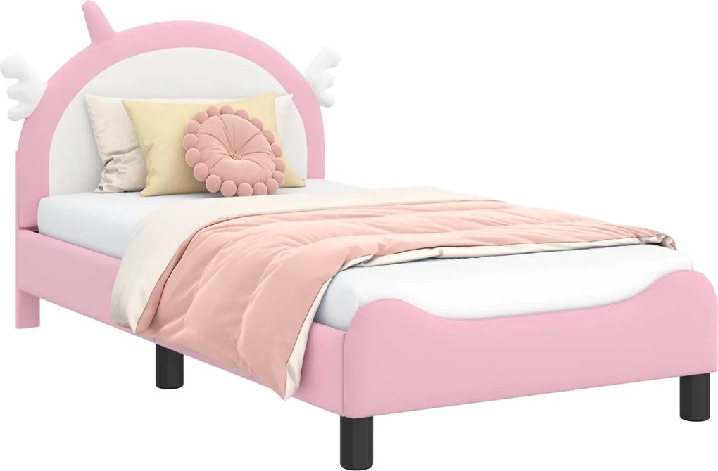 vidaXL Gyerekágy kerettel fejtámlával Rózsaszín 80 x 160 cm PU