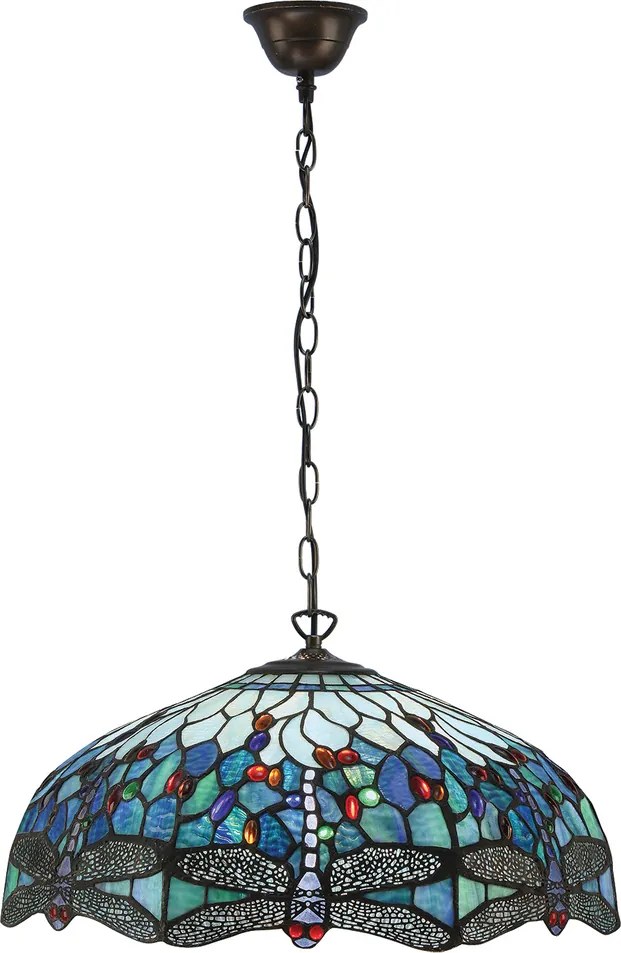 Endon klasszikus tiffany függeszték dragonfly blue sötétbarna sokszínű end66148