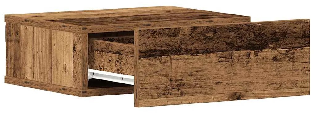 Antik fa szerelt fa lebegő éjjeliszekrény 40x32x15 cm