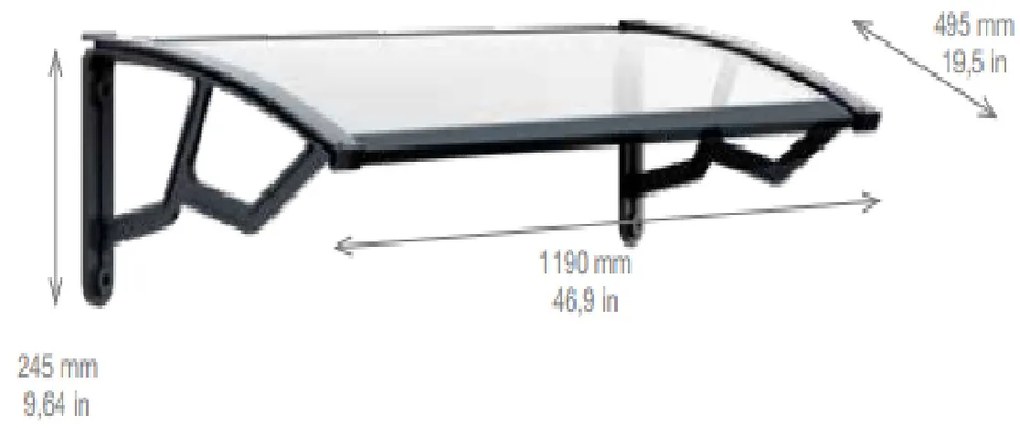 ARTPLAST Bejárati előtető 50x120cm, átlátszó