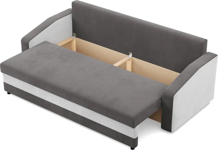 Hewlet kanapéágy, szövet anyag, bonell töltet, szürke - fehér