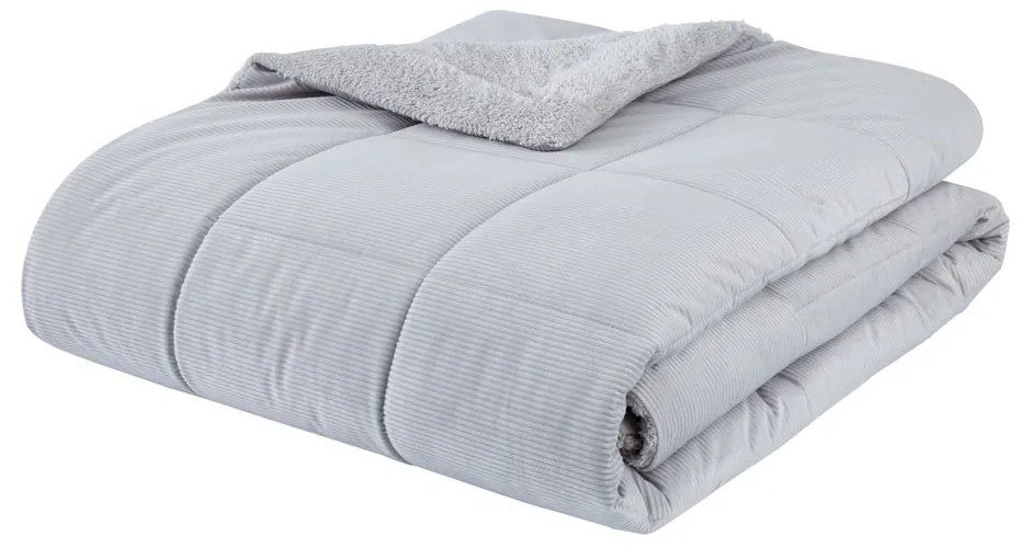 Világosszürke mikroplüss steppelt ágytakaró franciaágyra 200x220 cm Cosy Cord – Catherine Lansfield