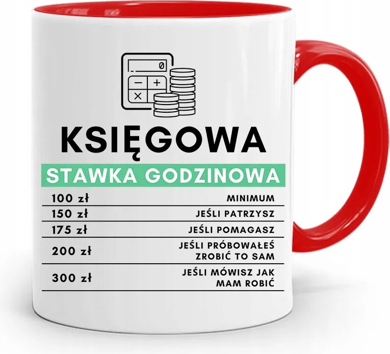 Piros Bögre Ajándék Könyvelőnek, fényképes nyomattal