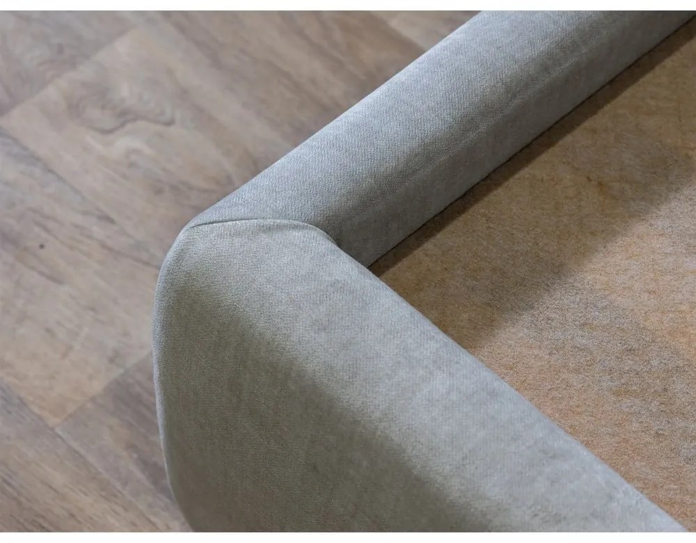 Világosszürke kárpitozott franciaágy tárolóhellyel ágyráccsal 160x200 cm Jade – Bobochic Paris