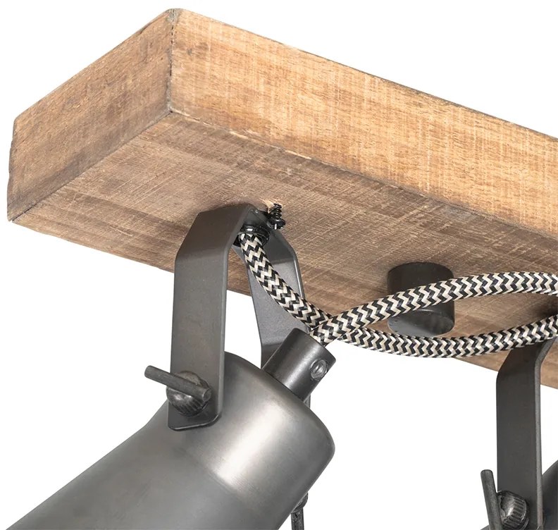 Rusztikus reflektor fekete fával 4-lámpás állítható - Jelle