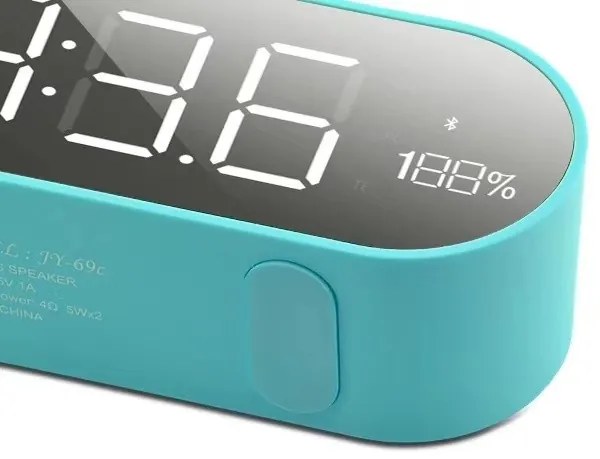 Bluetooth Hangszórós Tükőr Ébresztőóra TF USB AUX FM JY-96C Óra Mikrofon Telefon Kihangosító Hangszóró