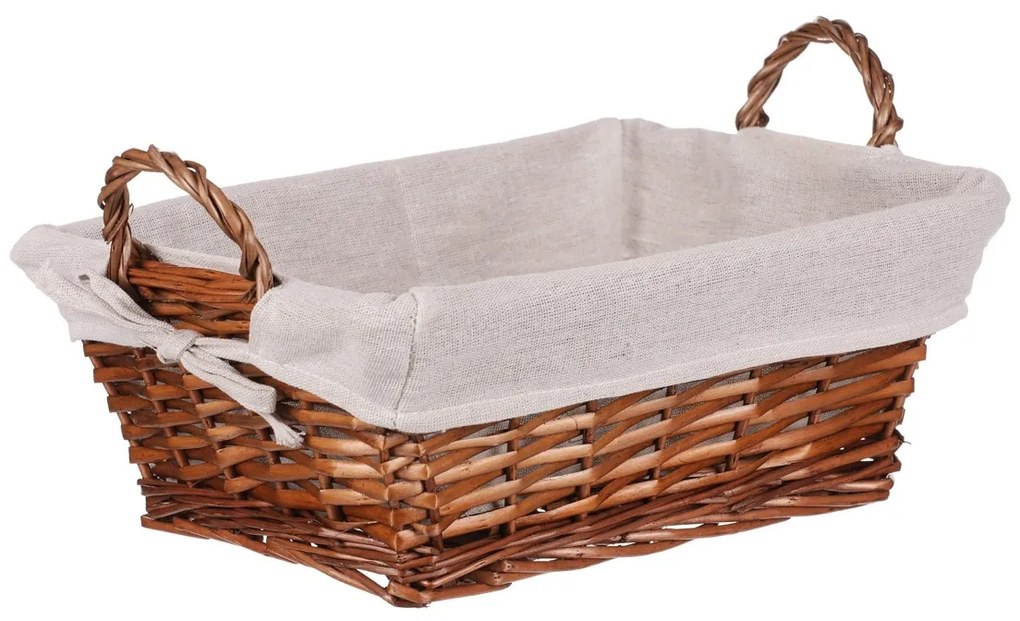 Fonott kosár, szövet barna színű, 35 x 25 x 13 cm