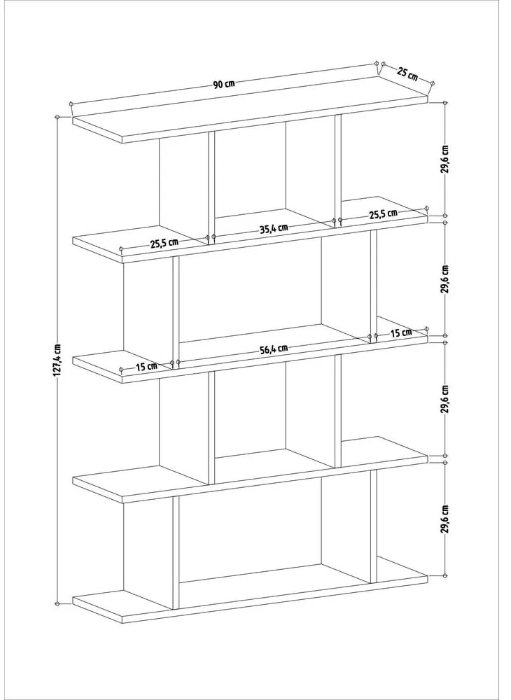Fehér-natúr színű könyvespolc tölgyfa dekorral 90x127 cm Harmon – Kalune Design