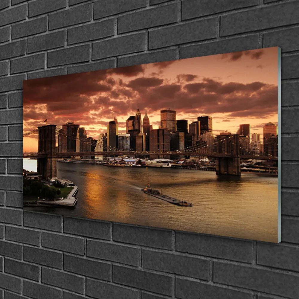 Akrilkép City of Brooklyn Bridge 125x50 cm