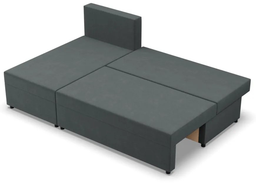 Nobu sarokkanapé, bársony, univerzális oldal, szürke