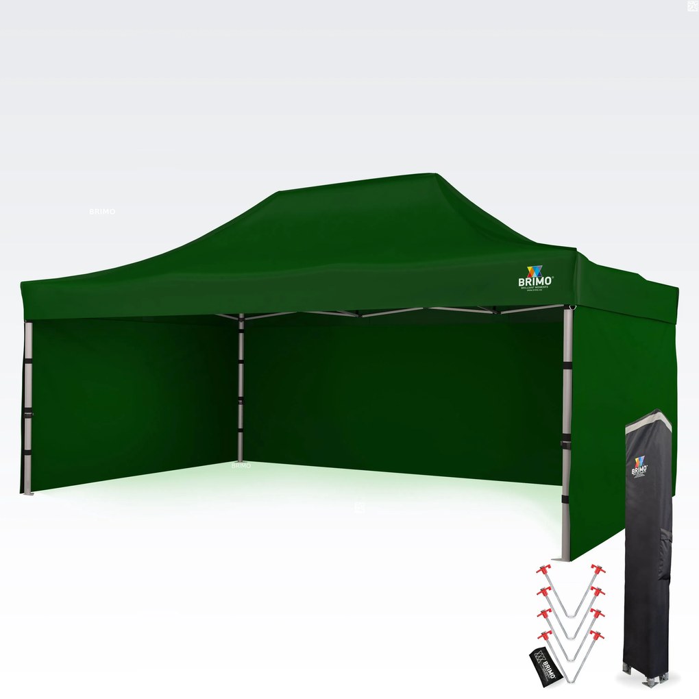 Reklámsátor 4x6 m Prémium (Alu) 3 oldallal – Gyorsan felállítható - plusz 3 oldalfal - Zöld