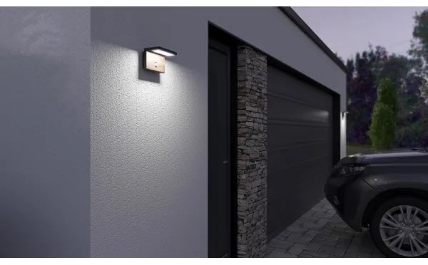 LED Kültéri lámpa érzékelővel NATURA LED/12W/230V 4000K IP54 barna/antracit