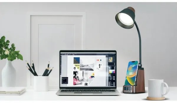 Immax 08999L - LED+CCT dimmelhető asztali lámpa vezeték nélküli QI töltővel IDEAL LED/8W/230V barna