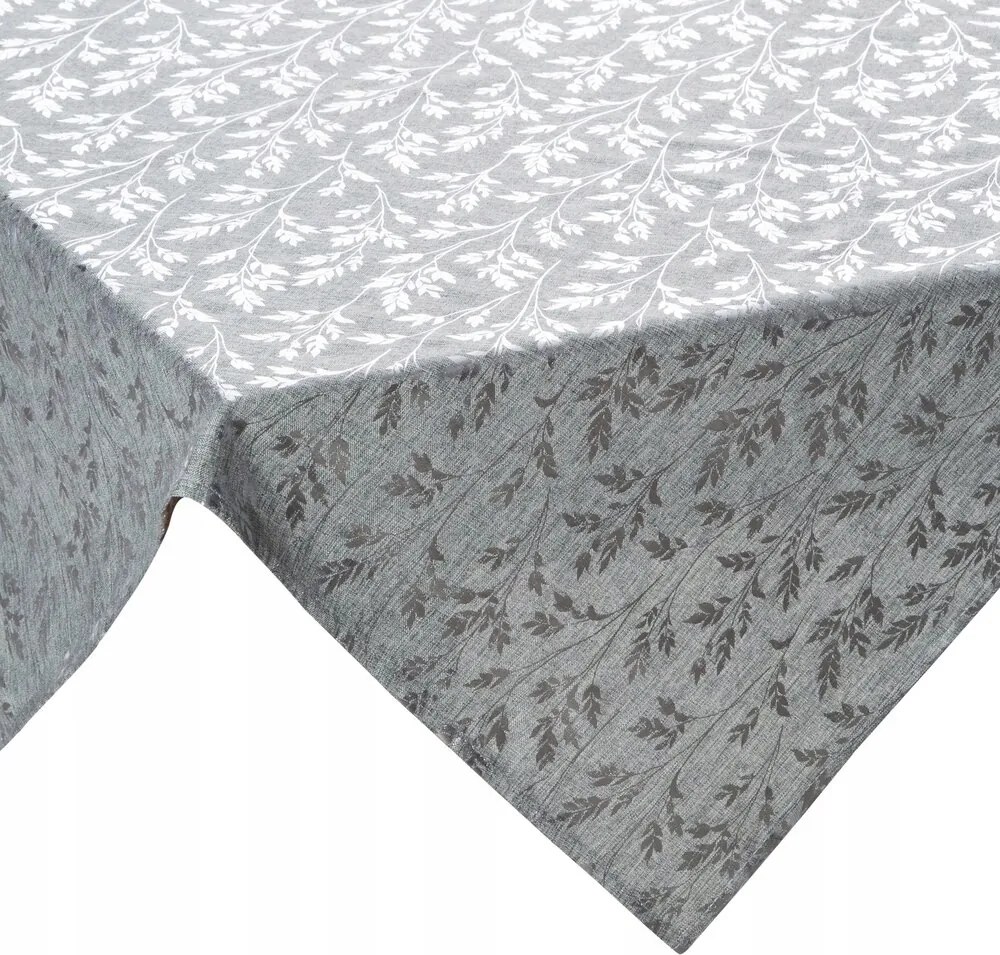 Abrosz dekoratív szalvéta Simona 85x85 Eurofirany ezüst botanikai nyomtatás