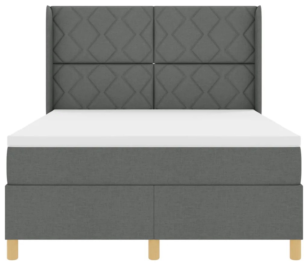 Boxspring Ágy Mattal Sötétszürke - 140x200 cm Szövet