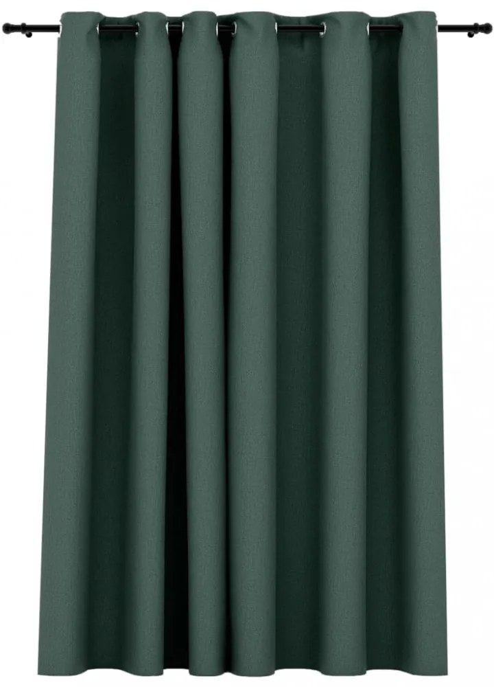 vidaXL zöld vászonhatású sötétítőfüggöny fűzőkarikával 290 x 245 cm
