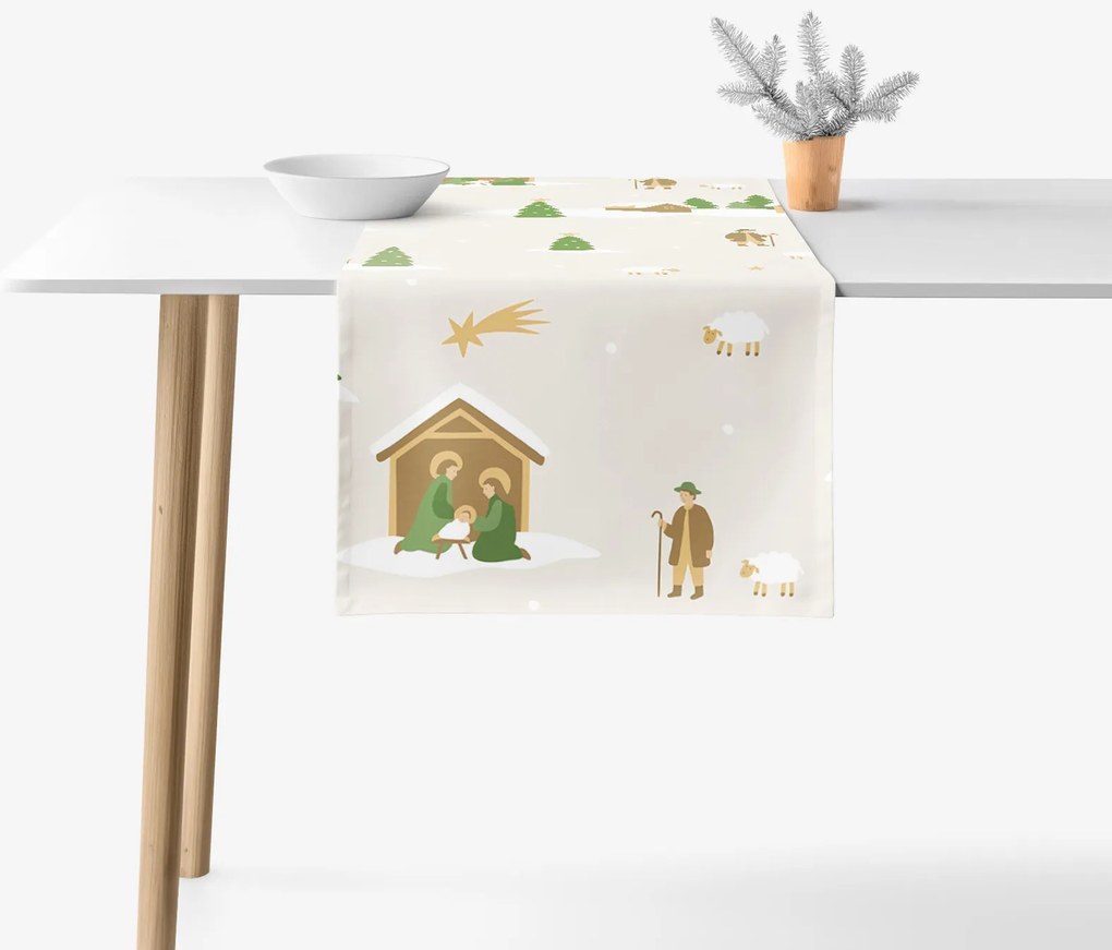 Goldea karácsonyi pamut asztali futó - karácsonyi dalok 20x140 cm