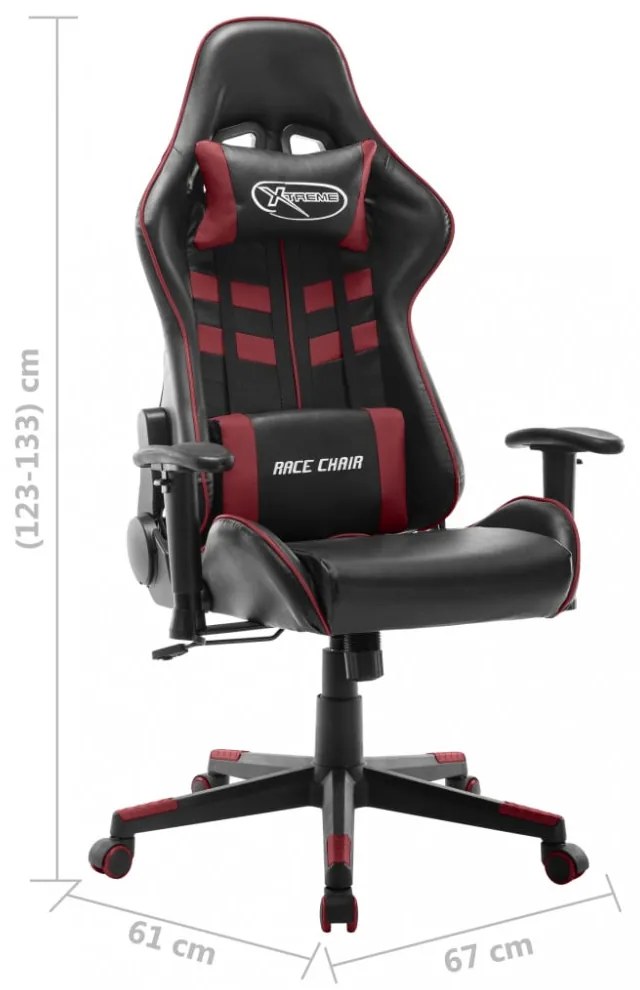 fekete és bordó műbőr gamer szék