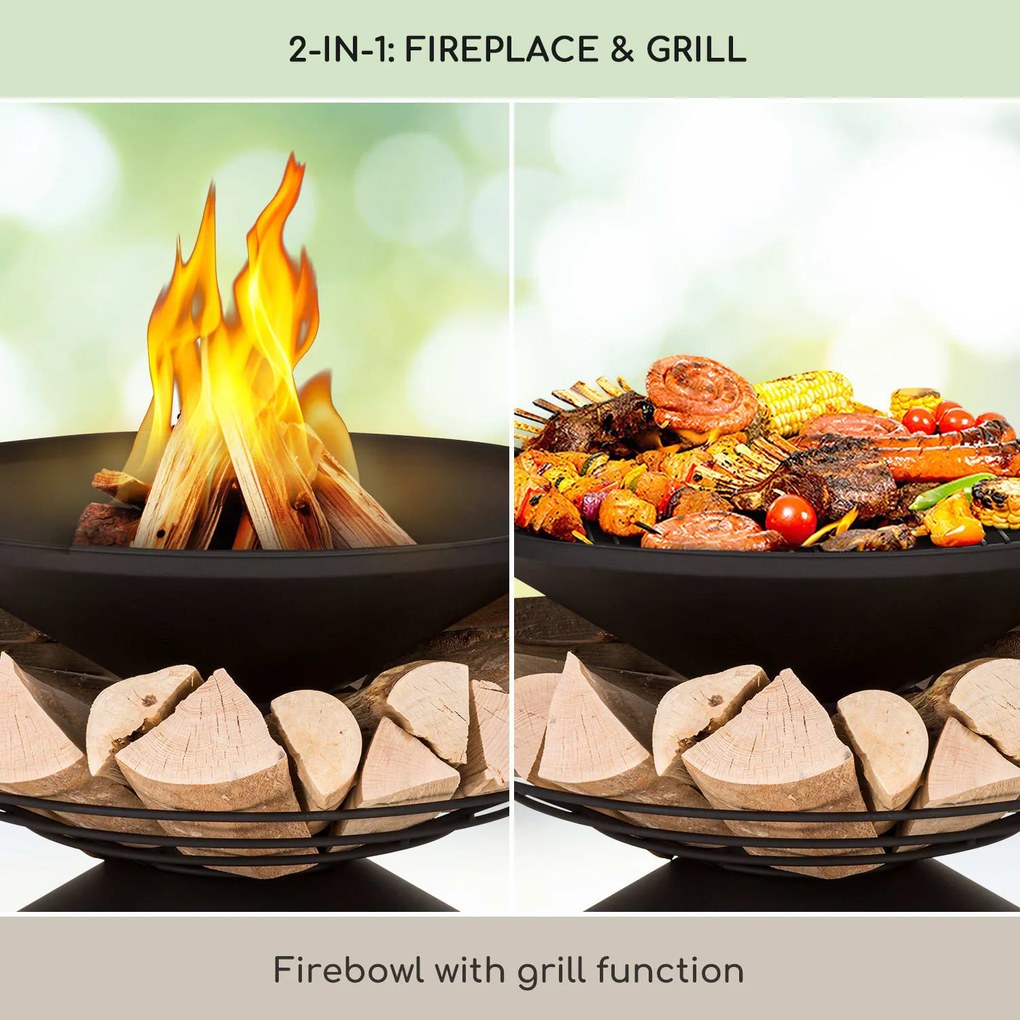 Blumfeldt Aguilera, tűzrakóhely grillel, Ø 65 cm, fatároló, acél