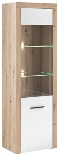 Üveges Vitrin Tölgy/Fehér Színben GAMA