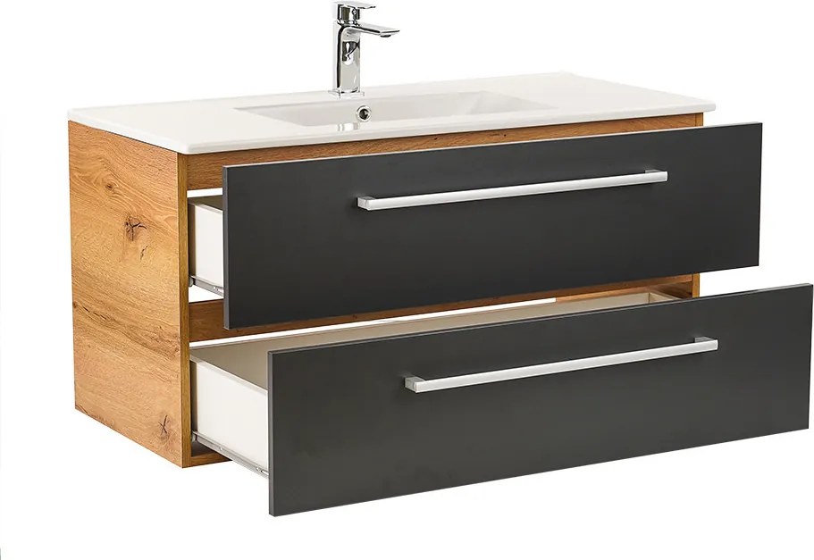 Vario Clam 100 alsó szekrény mosdóval tölgy-antracit