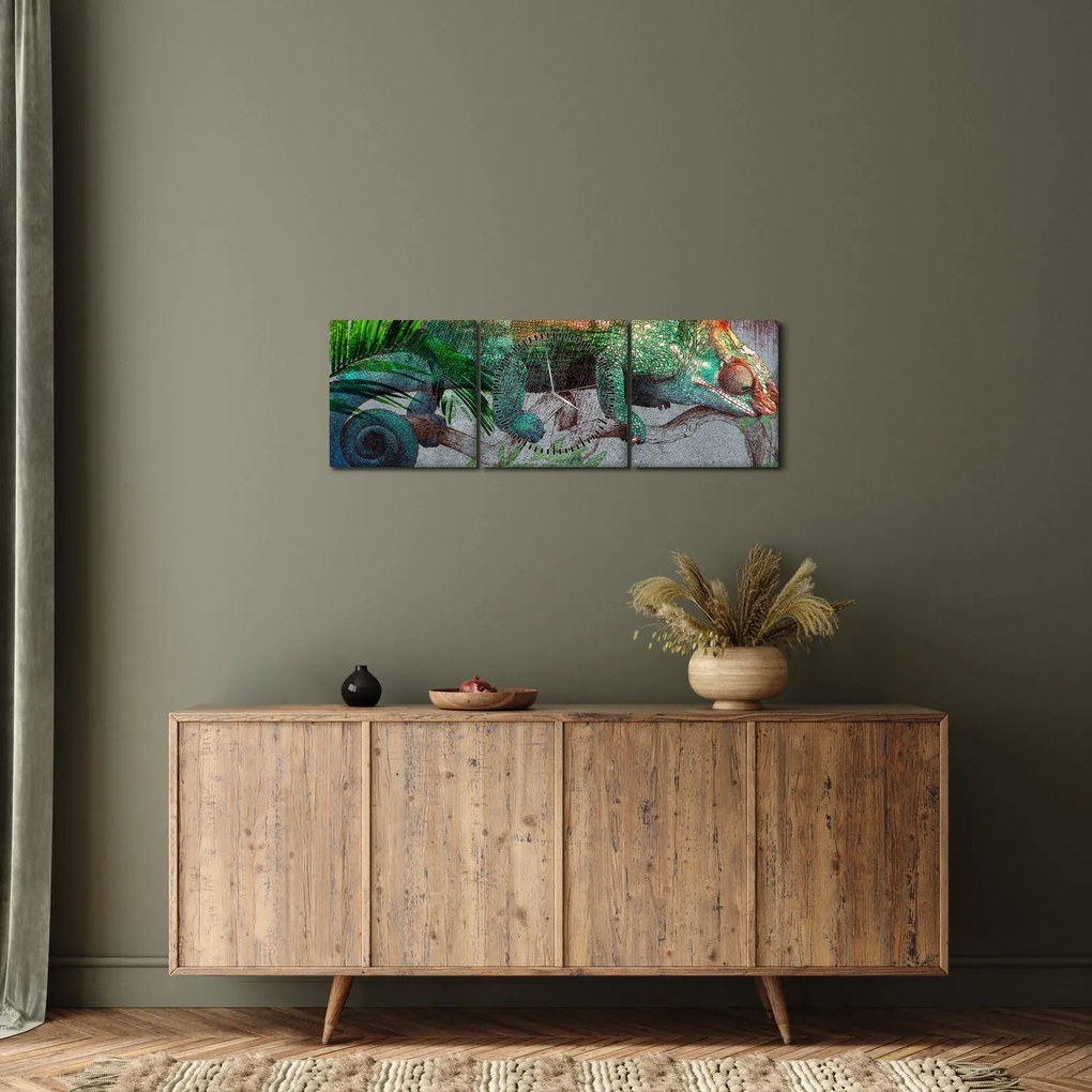 Kép - kaméleon (órával) (90x30 cm)
