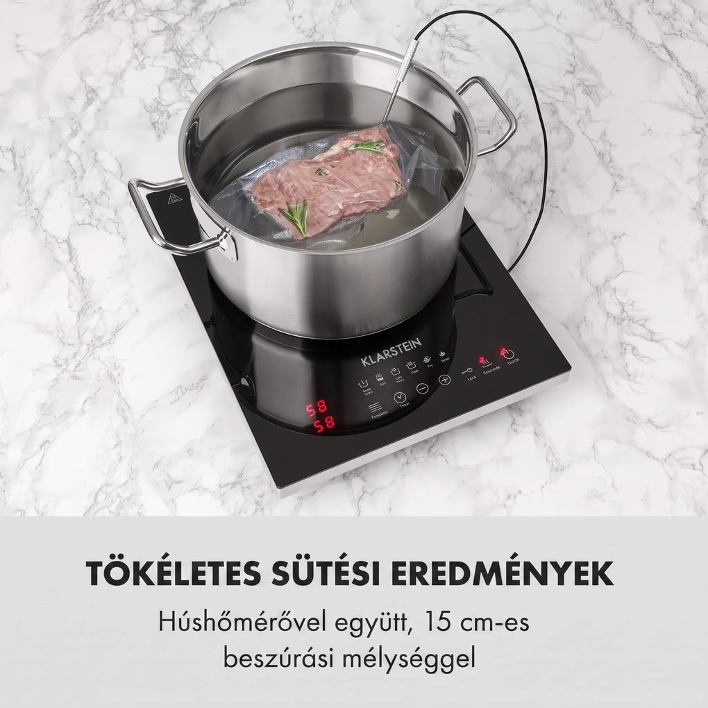 Klarstein Cook n Roll, indukciós főzőlap, 2000 W, 3 órás időzítő, 10 fokozat, fekete