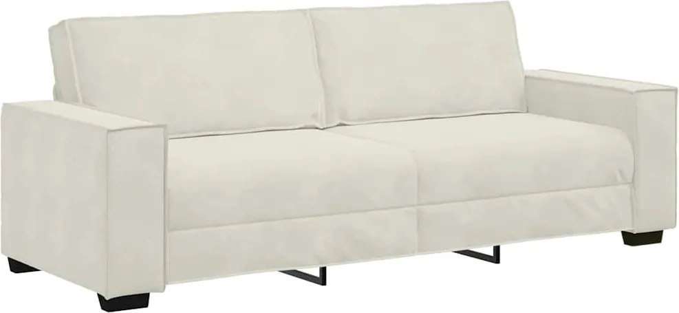 vidaXL 3 személyes krémszínű bársony kanapé 220x78x84 cm