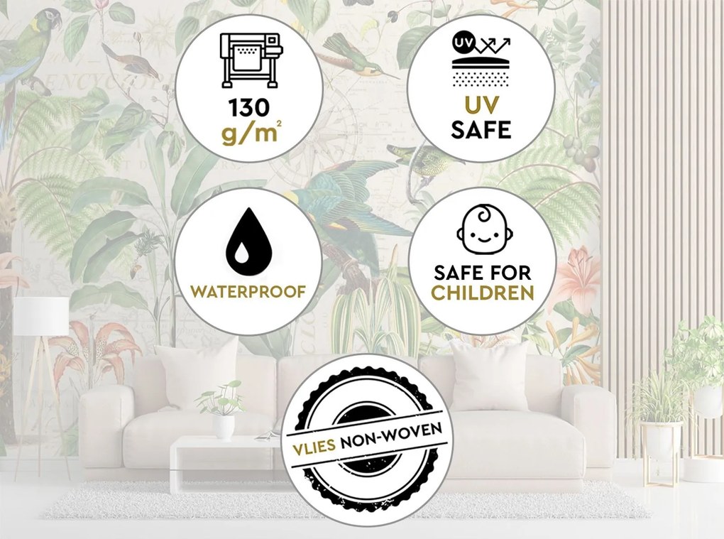 Gario Fotótapéta Zöld madarak a trópusokon - Andrea Haase Anyag: Vlies, Méret: 250 x 175 cm