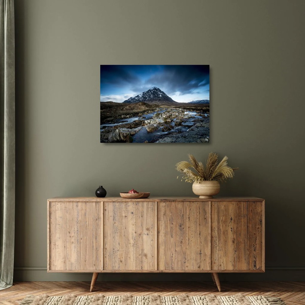 Hegy és a folyó képe (üvegen) (70x50 cm)