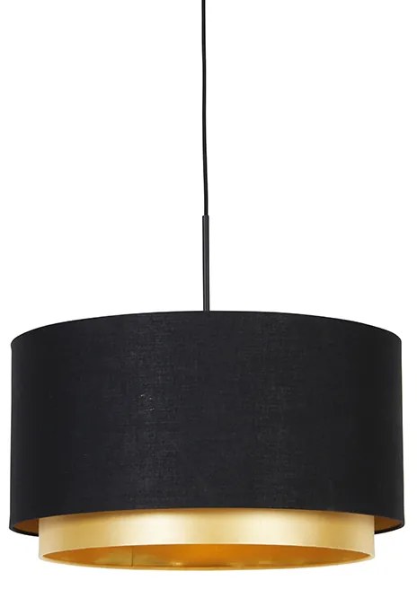Modern függőlámpa fekete arannyal 47 cm kettős árnyékolóval - Combi