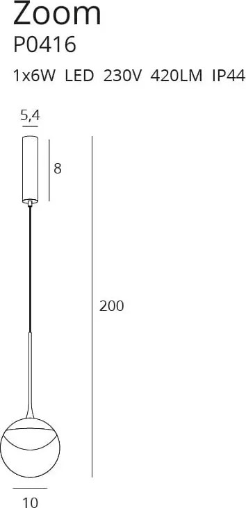 Fürdőszoba Függeszték Fekete ZOOM MAXLIGHT P0416
