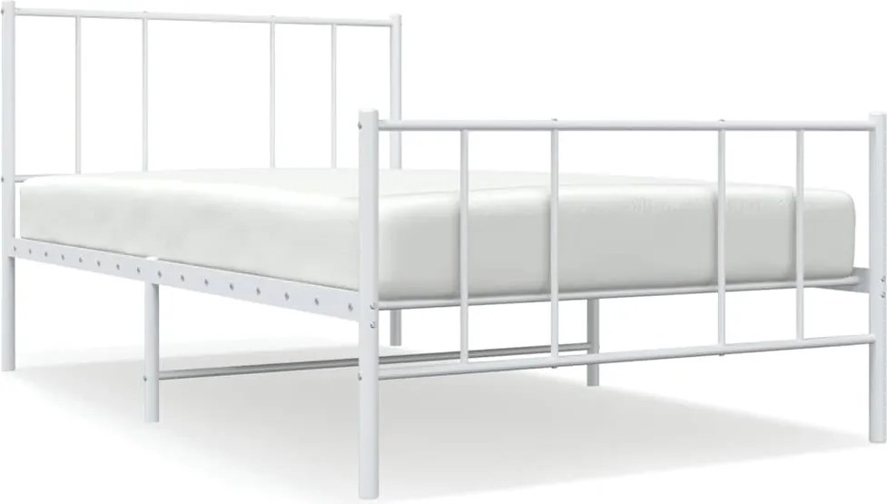 vidaXL fehér fém ágykeret fej- és lábtámlával 90 x 190 cm