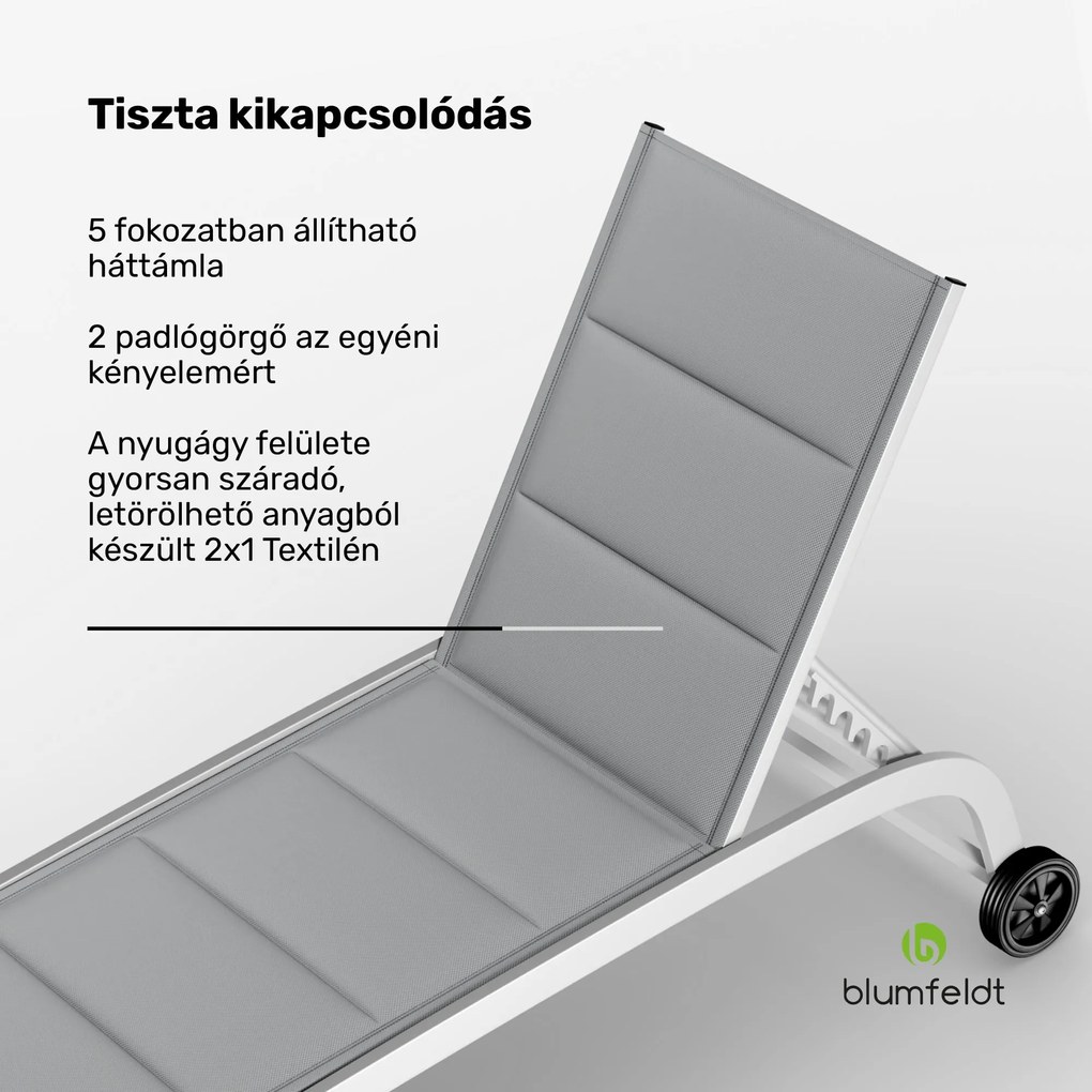 Blumfeldt Limala, napozóágy, acél/alumínium, textilén, 150 kg, hordozható