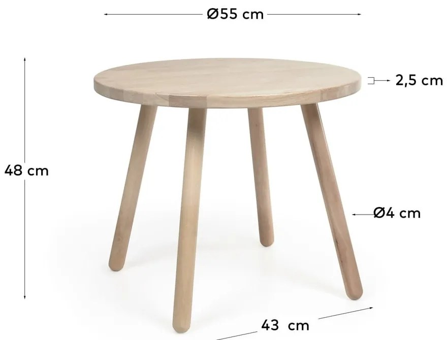 Dilcia kaucsukfa gyerek asztal, ø 55 cm - Kave Home