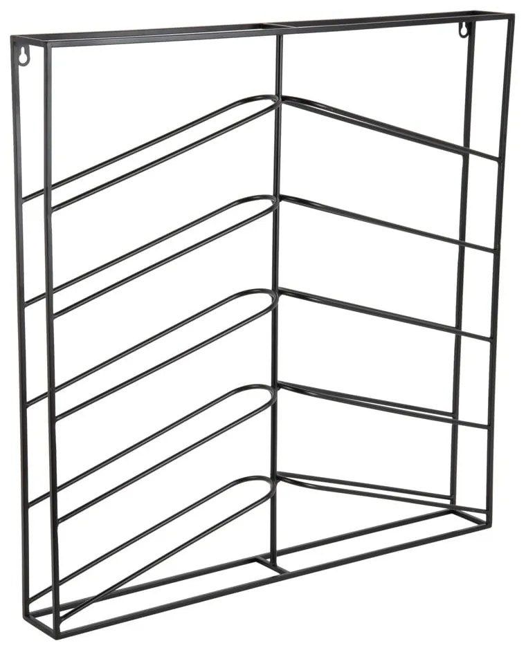 Fekete fali fém bortartó polcos állvány, palackok száma 10 67x66x7,5 cm Cuadro – PT LIVING