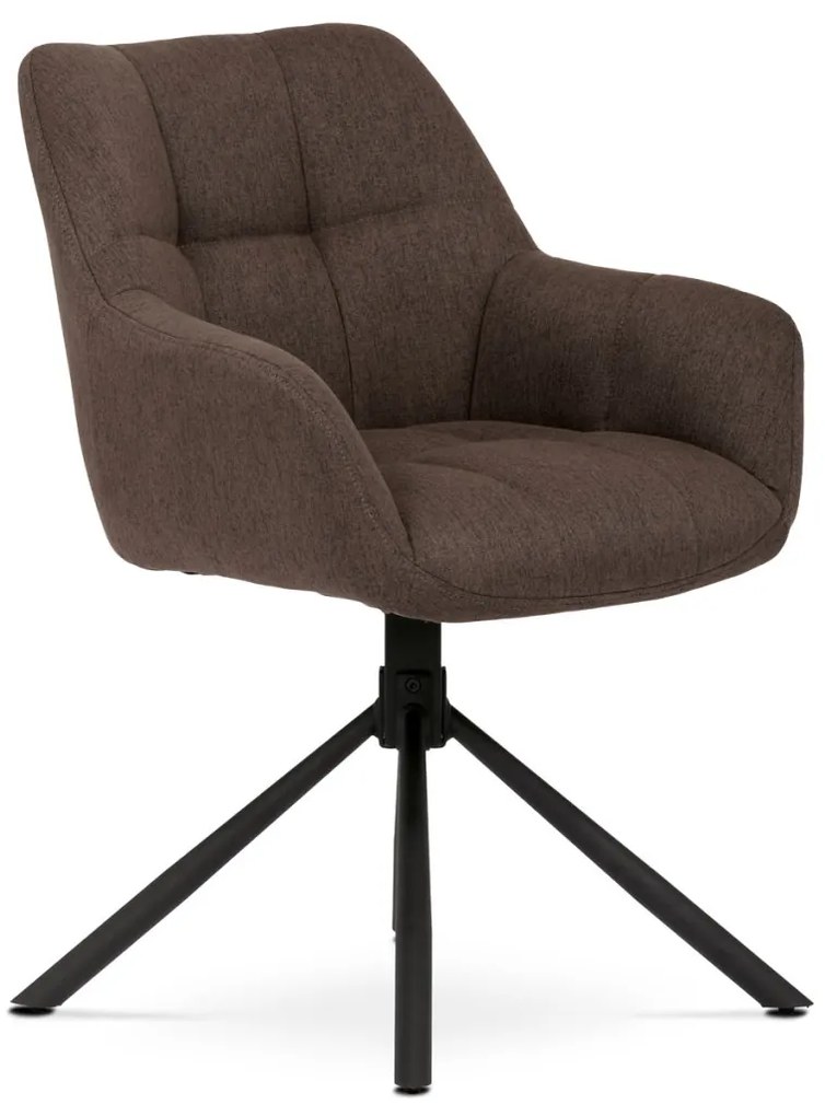 Elegáns Étkezőfotel Barna Szövet Kárpitozással, Forgómechanizmus 90°/90°