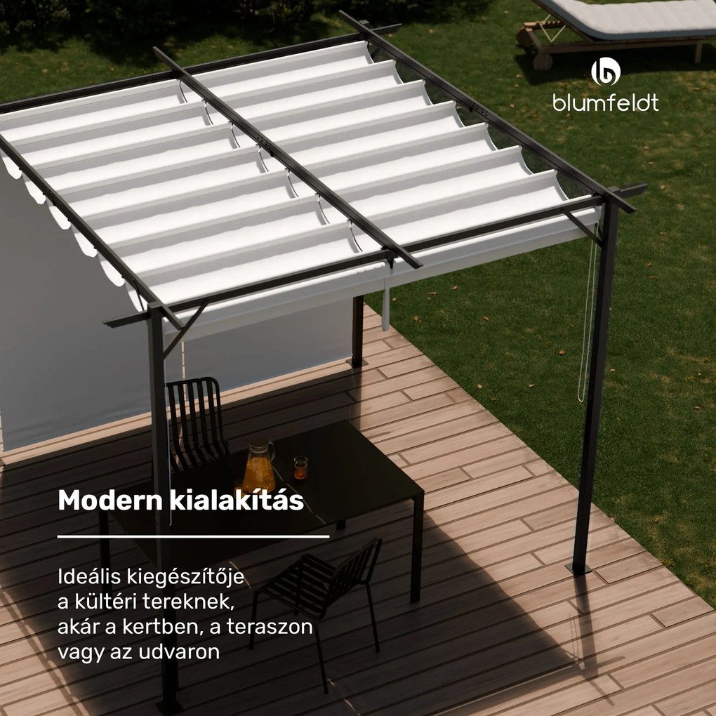 Blumfeldt Pantheon Robust, pergola, 3 x 4 m, oldalsó redőnyökkel, időjárásálló porszórt acél