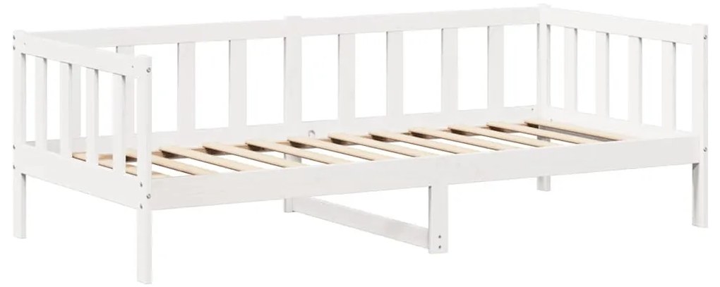 fehér tömör fenyőfa kanapéágy és pad tetővel 80 x 200 cm