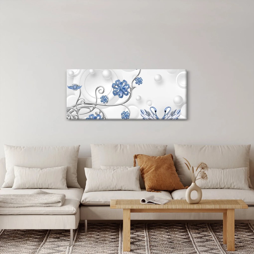 Kép - kék hattyúk (120x50 cm)