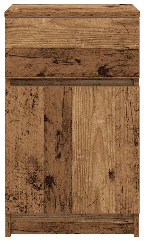 2 db antik fa színű szerelt fa éjjeliszekrény 39x35x65 cm