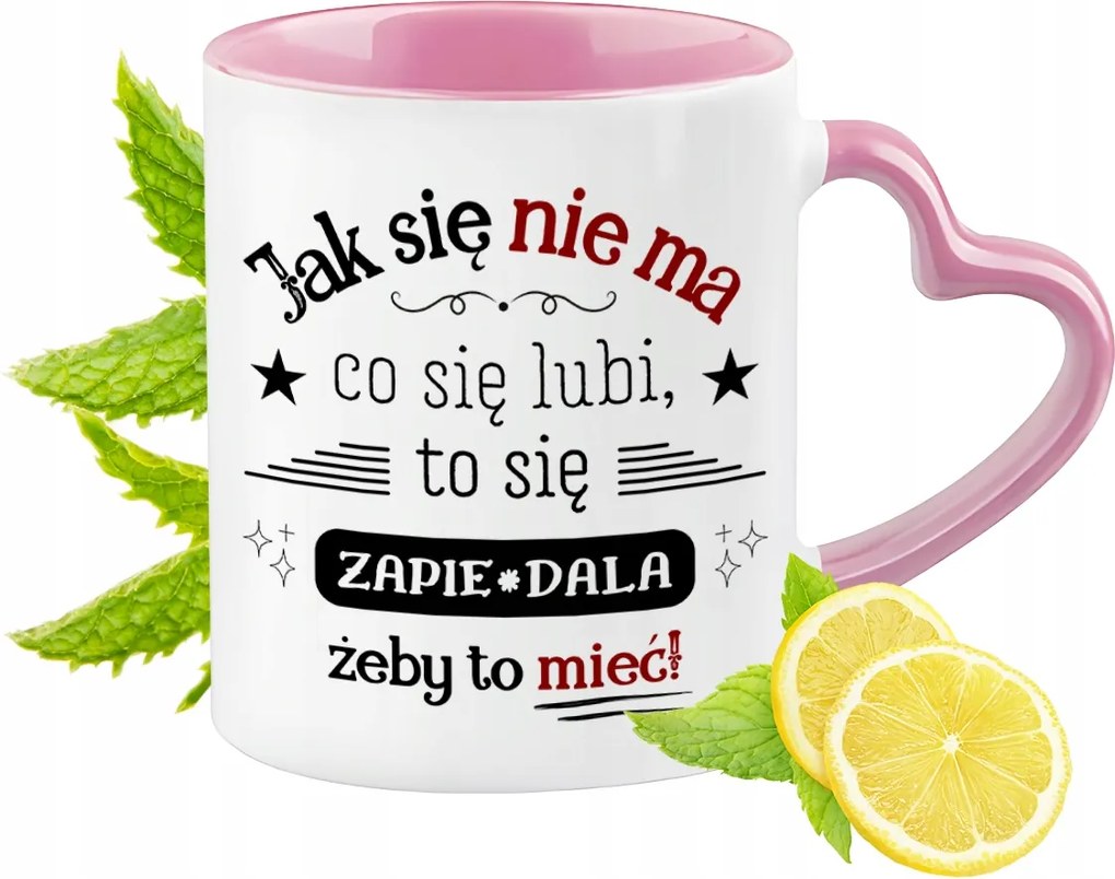 Vicces Rózsaszín Bögre Szív Alakú Füllel Ajándék