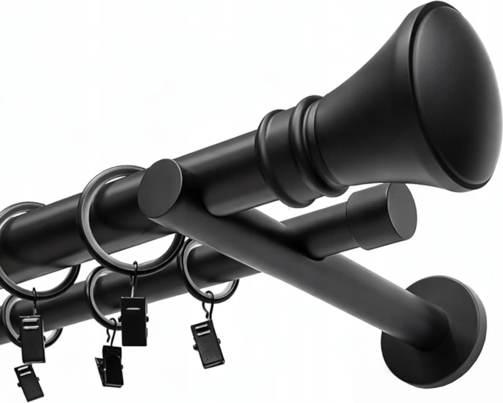 Függönykarnis Dupla Fém Fekete Matt Függönykarnis 25 19 MM 300 CM Monaco