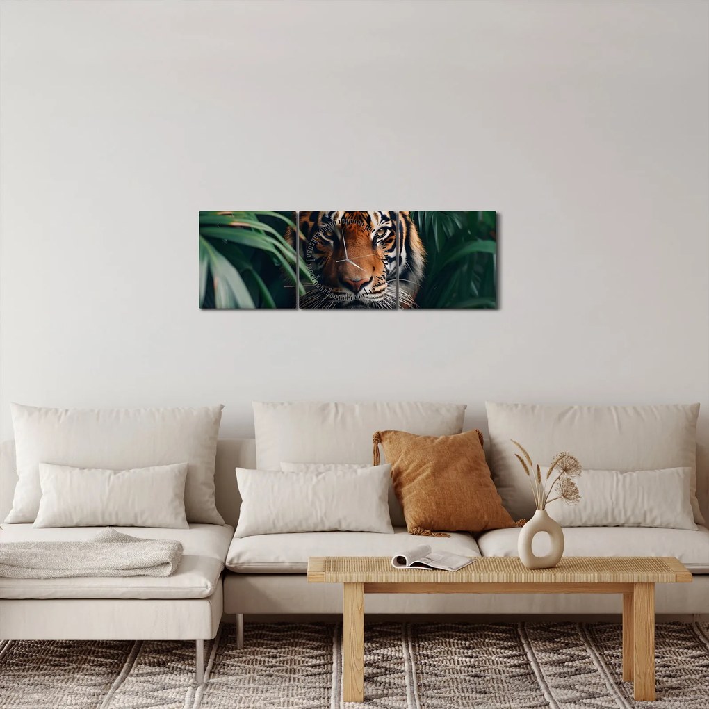 Kép - Egy tigris portréja a dzsungelben (órával) (90x30 cm)