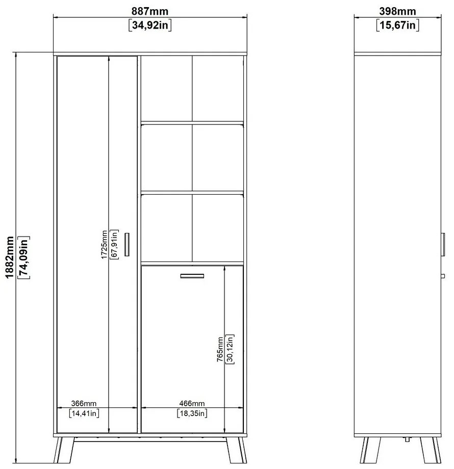 Fehér-natúr színű könyvespolc tölgyfa dekorral 89x188x40 cm Ikast – Tvilum