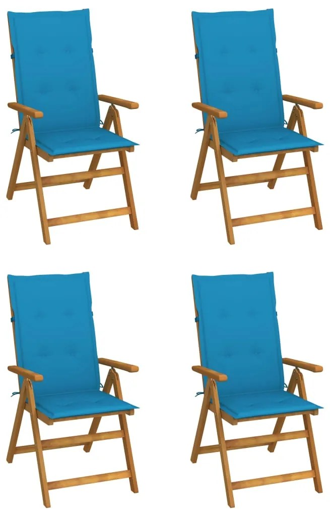 vidaXL 4 db dönthető tömör akácfa kerti szék párnával
