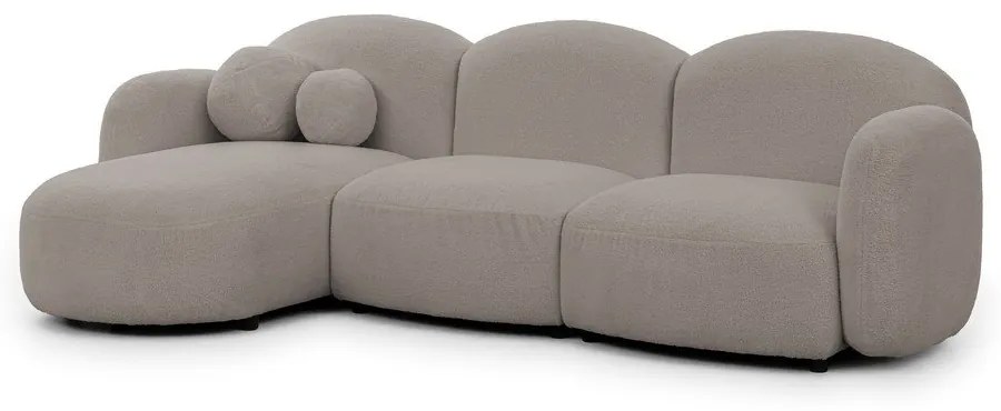 Szürke buklé sarokkanapé (bal oldali-heverő résszel) Orbit – Ropez